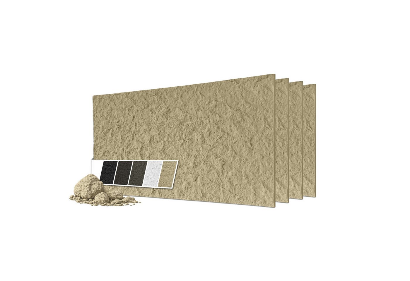 Hexim 3D Wandpaneel, BxL: 6x12 cm, (Steinoptik 4 Stück 120x60cm – Felswand PU Wandverkleidung, Täuschend echte Bruchstein 3D Paneele für Wohnzimmer – 2cm starke Stone Steinplatte (2,88m² Beige) Bild 4