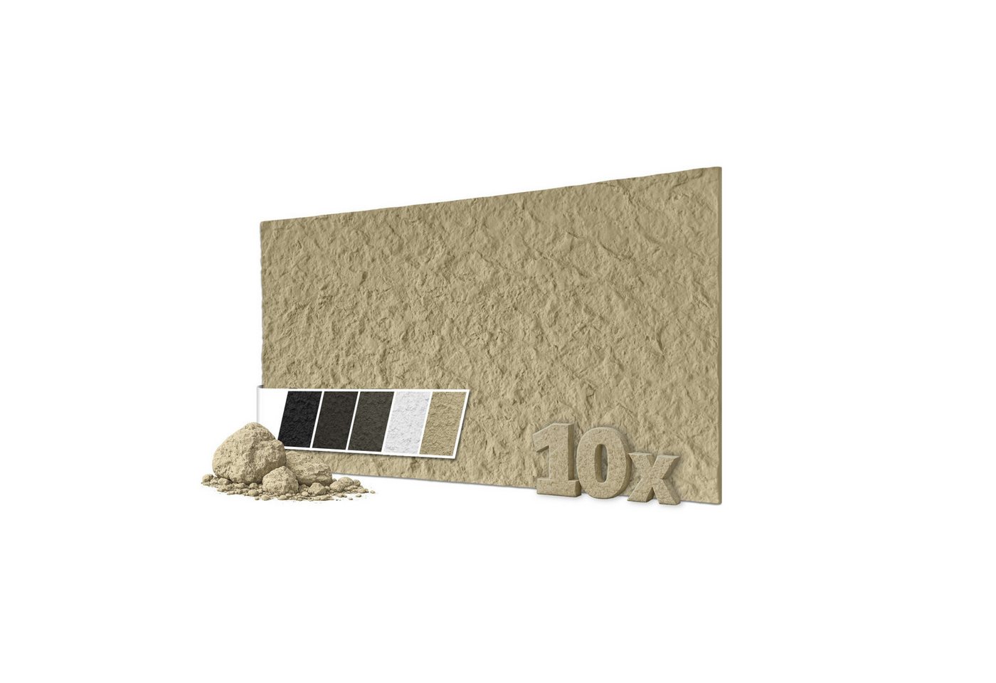 Hexim 3D Wandpaneel, BxL: 6x12 cm, (Steinoptik 10 Stück 120x60cm – Felswand PU Wandverkleidung, Täuschend echte Bruchstein 3D Paneele für Wohnzimmer – 2cm starke Stone Steinplatte (7,2m² Beige) Bild 4