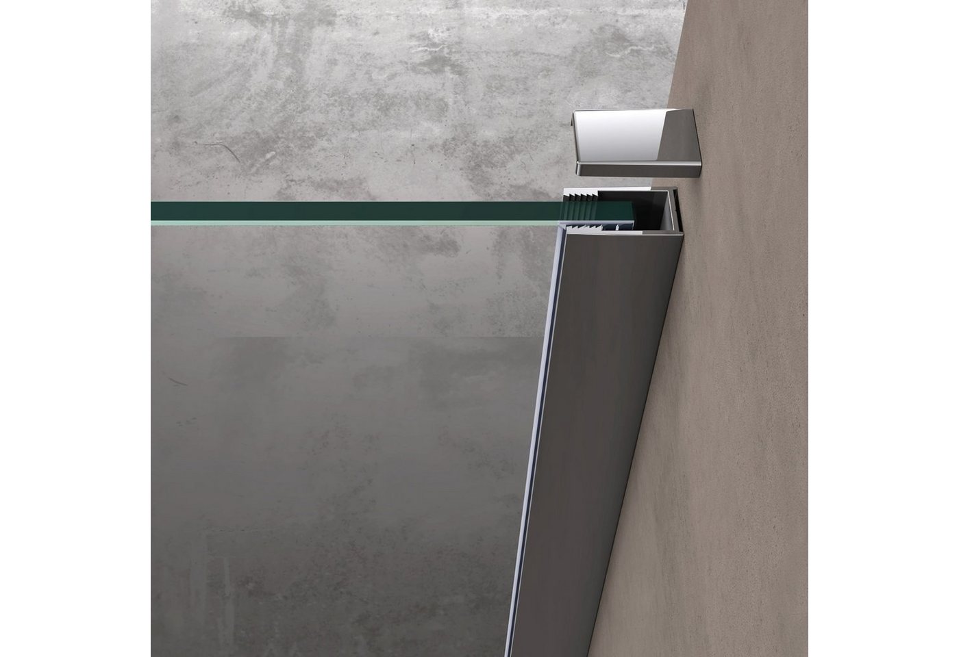 doporro Walk-in-Dusche Duschwand Duschabtrennung 8mm ESG Stabilisator aus Edelstahl Bremen, Einscheibensicherheitsglas