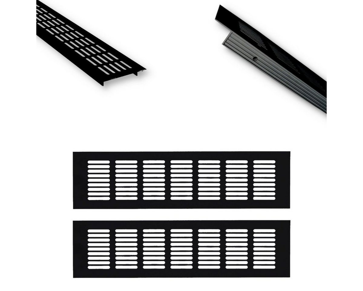 HOOZ Lüftungsgitter für eine ideale Belüftung von Küche, Bad, Garage und Wohnzimmer (Set, 1 St., 20 x 8 x 1,2 cm), schwarz