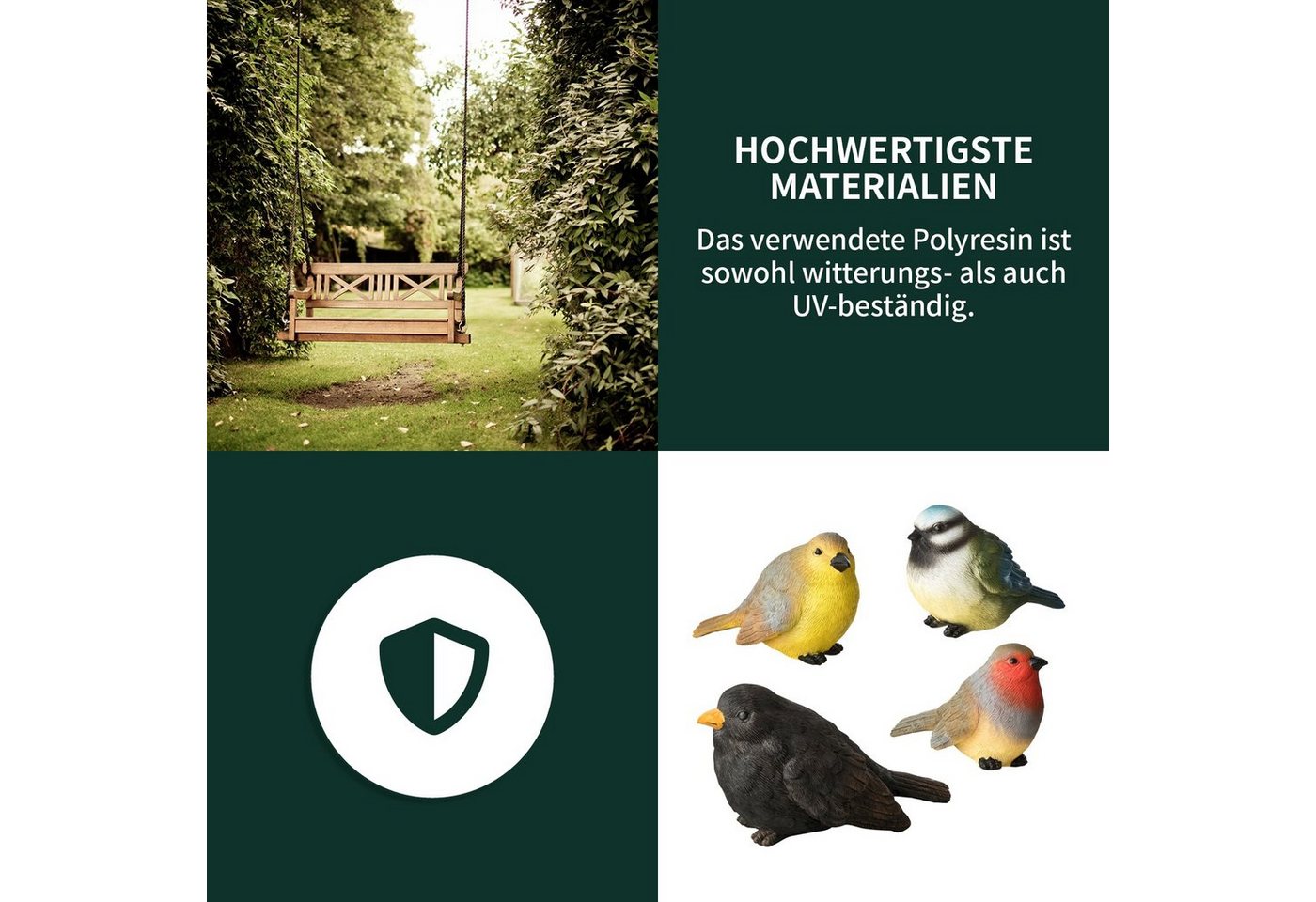 VERDOBA Gartenfigur Gartenfiguren wetterfeste Vögel, Adler, Eichhörnchen und Igel Deko