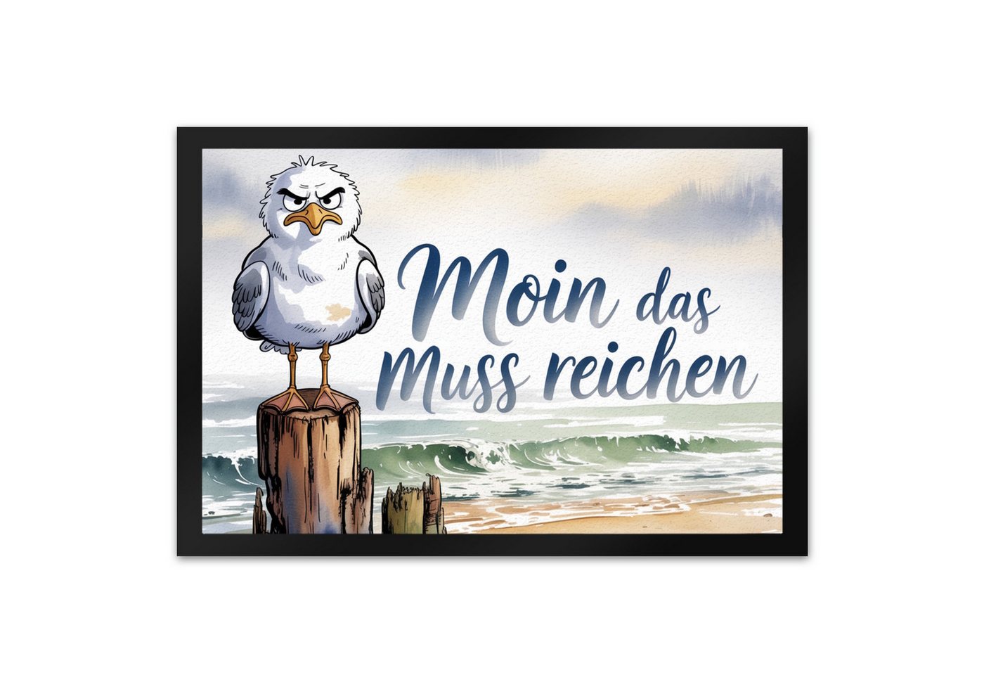 speecheese Fußmatte Möwe Aquarell Moin Spruch Fußmatte XL in 40x60 cm für Nordseefans Bild 2