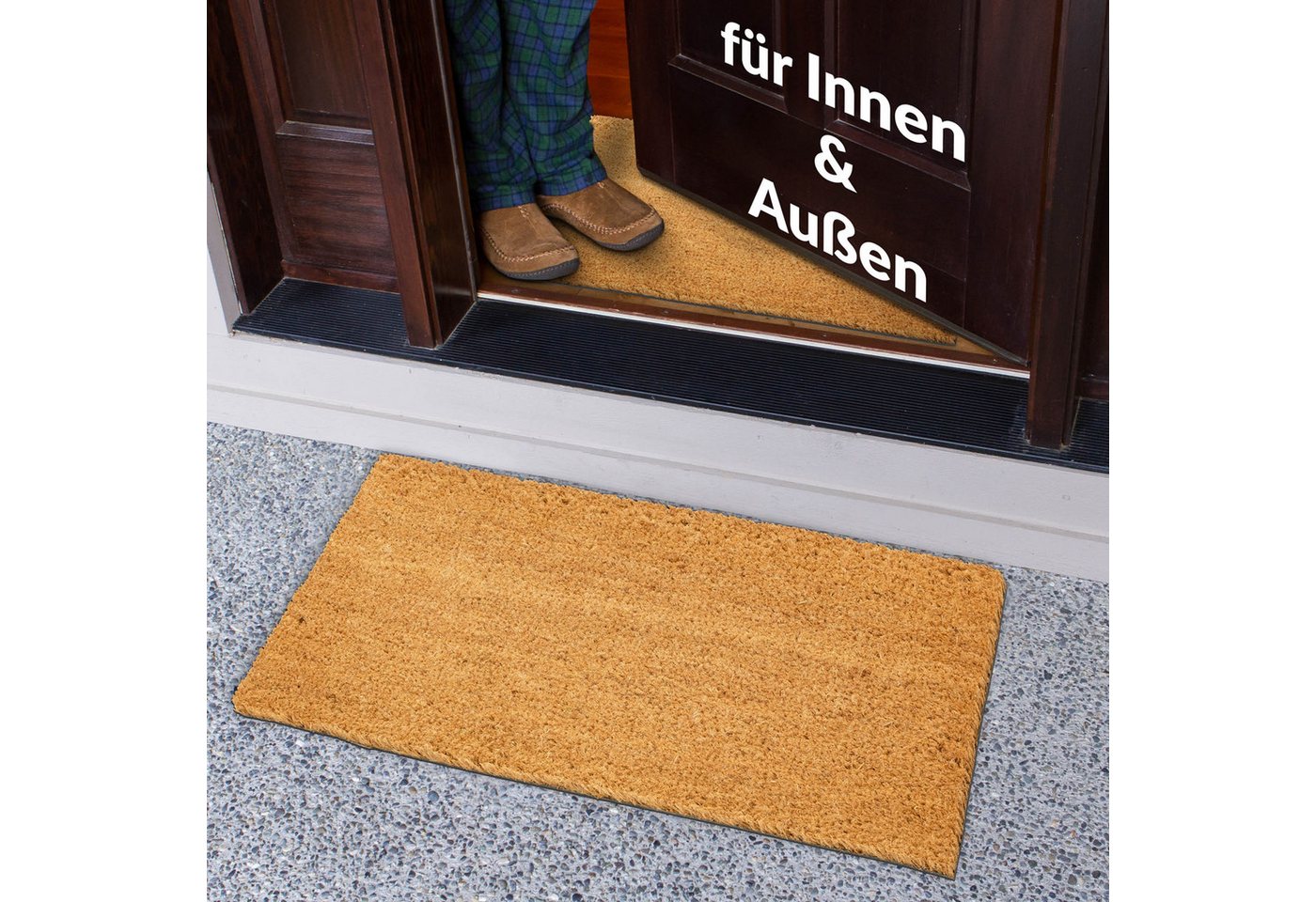 ANRO Bodenschutzmatte Kokos-Schmutzfangmatte Fußmatte rutschfest Naturfaser Vinyl Rückseite, 1x Kokosmatte, 1-St., 1Stück auf einer Rolle, Robust pflegeleicht 30x100cm Braun auch als Fußmatte Bild 3