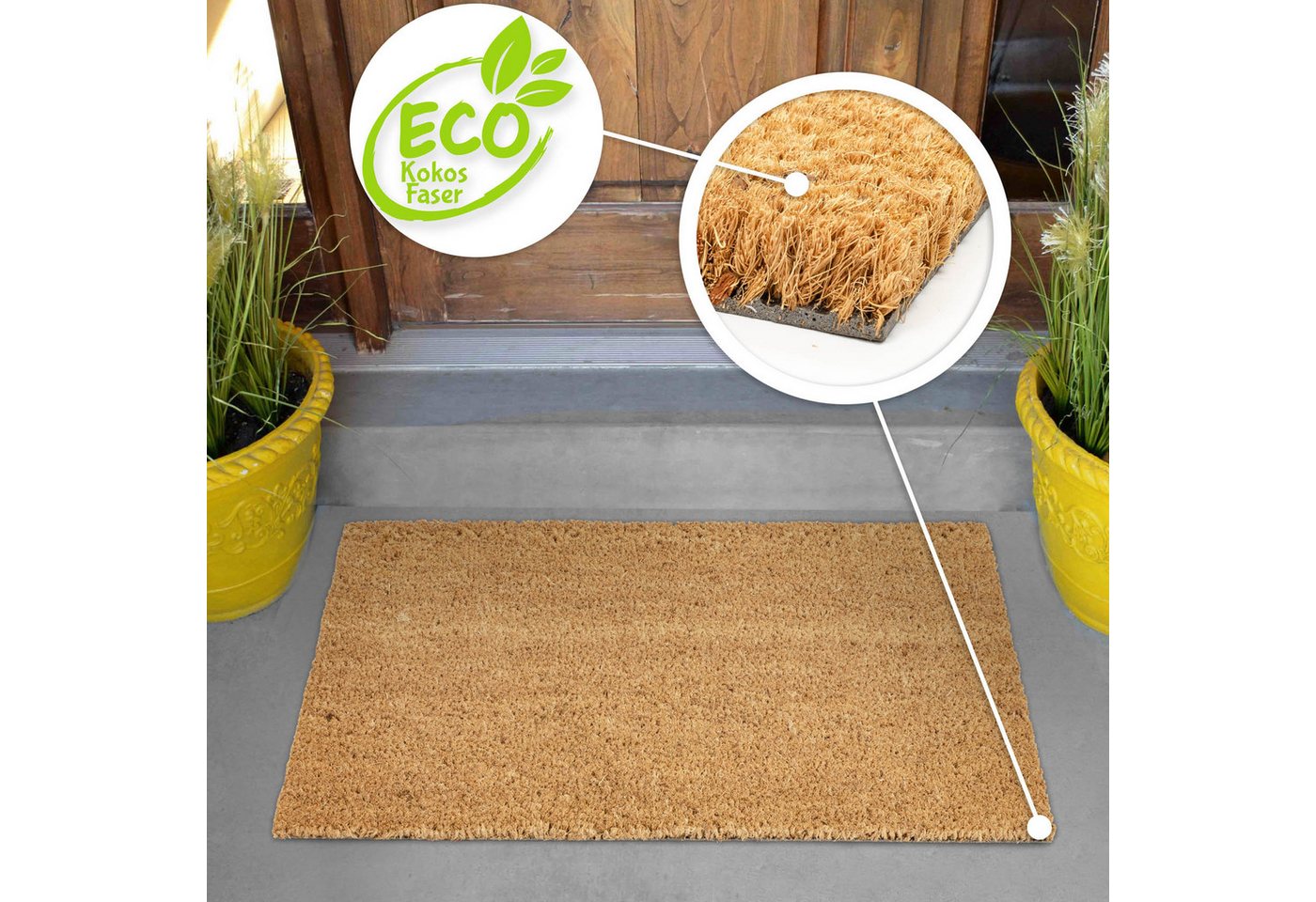 ANRO Bodenschutzmatte Kokos-Schmutzfangmatte Fußmatte rutschfest Naturfaser Vinyl Rückseite, 1x Kokosmatte, 1-St., 1Stück auf einer Rolle, Robust pflegeleicht 30x100cm Braun auch als Fußmatte Bild 5