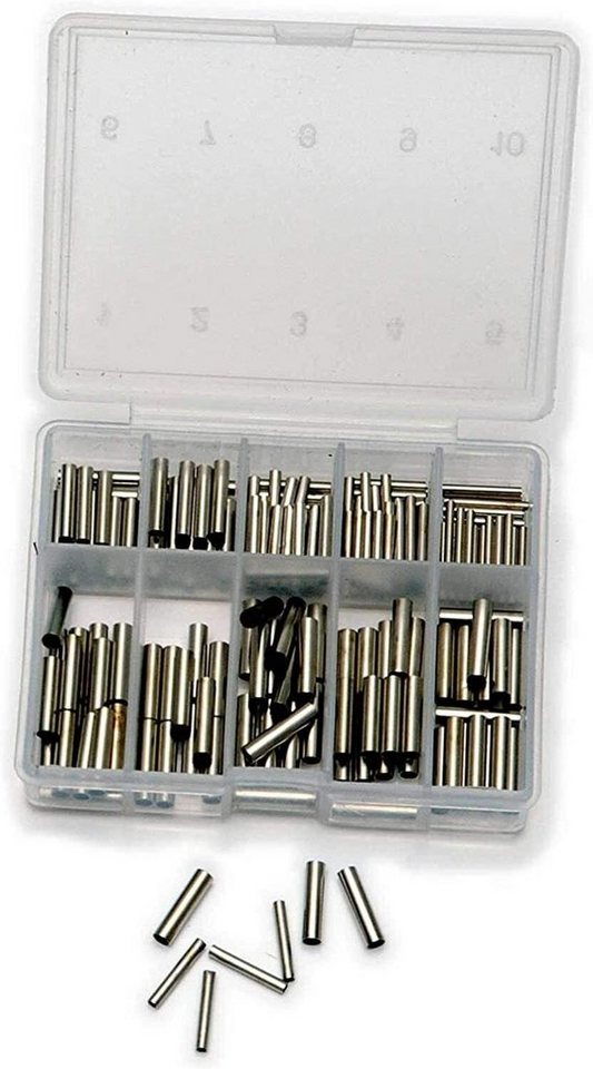 Behr Vorfachschnur Klemmhülsen Sortimentsbox mit 210 Stück sortiert von 1-3mm aus Messing, (210-St)