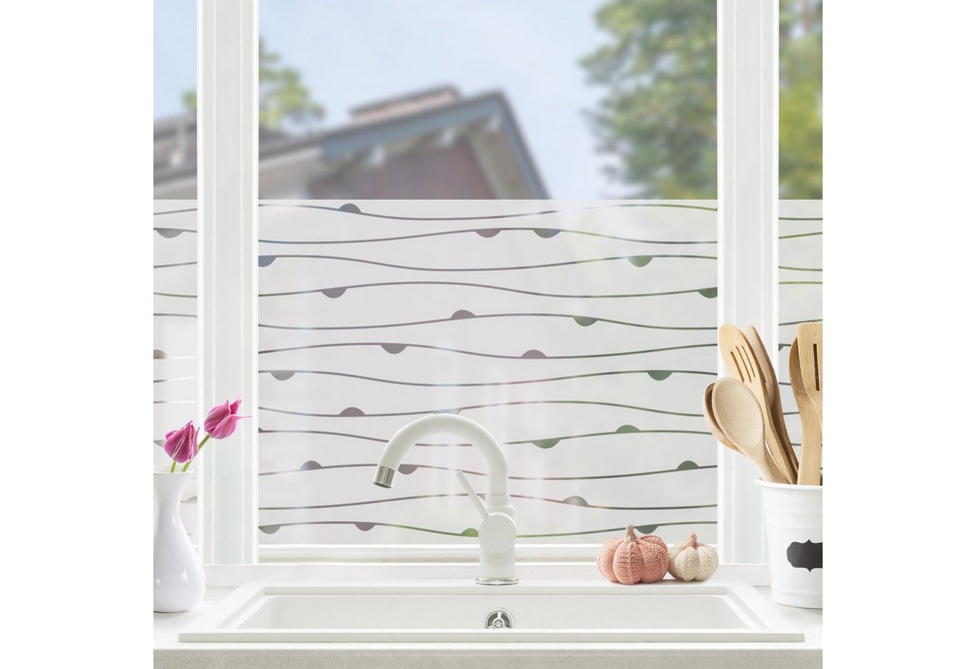 Bilderdepot24 Fensterfolie statisch haftend Motiv Fensterdeko Halbkreisen II Muster, blickdicht, Innen Fenster Tür Balkontür Küche Badezimmer Wohnzimmer Schlafzimmer Bild 3