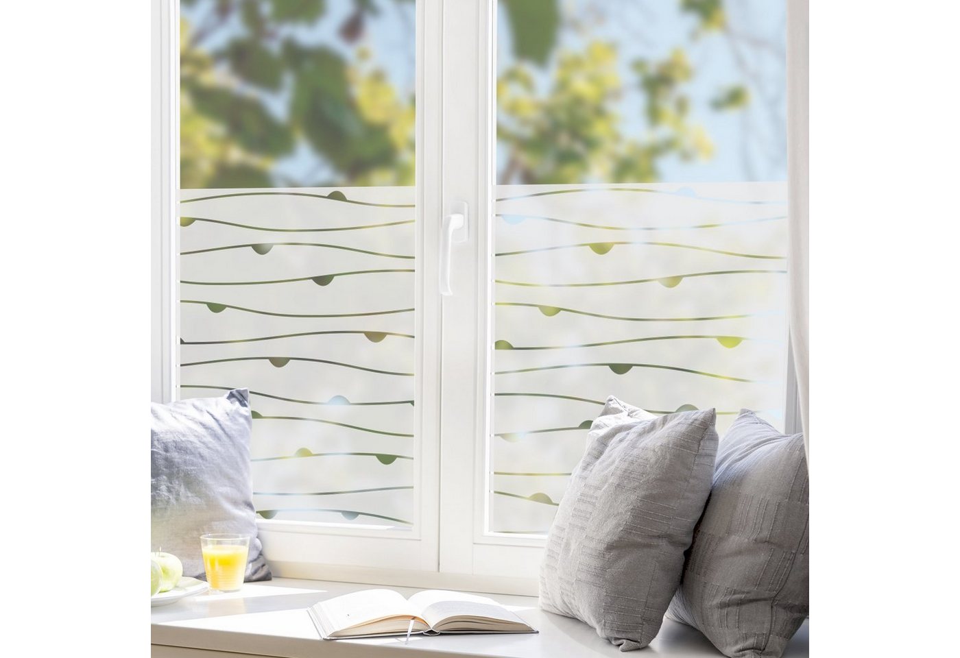 Bilderdepot24 Fensterfolie statisch haftend Motiv Fensterdeko Halbkreisen II Muster, blickdicht, Innen Fenster Tür Balkontür Küche Badezimmer Wohnzimmer Schlafzimmer Bild 4