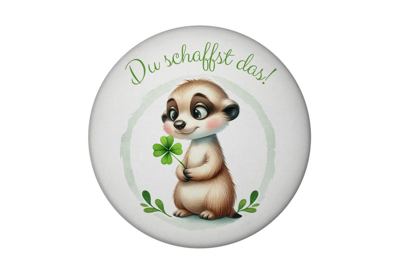 speecheese Magnet Erdmännchen mit Kleeblatt Magnet Flaschenöffner rund Spruch Du das