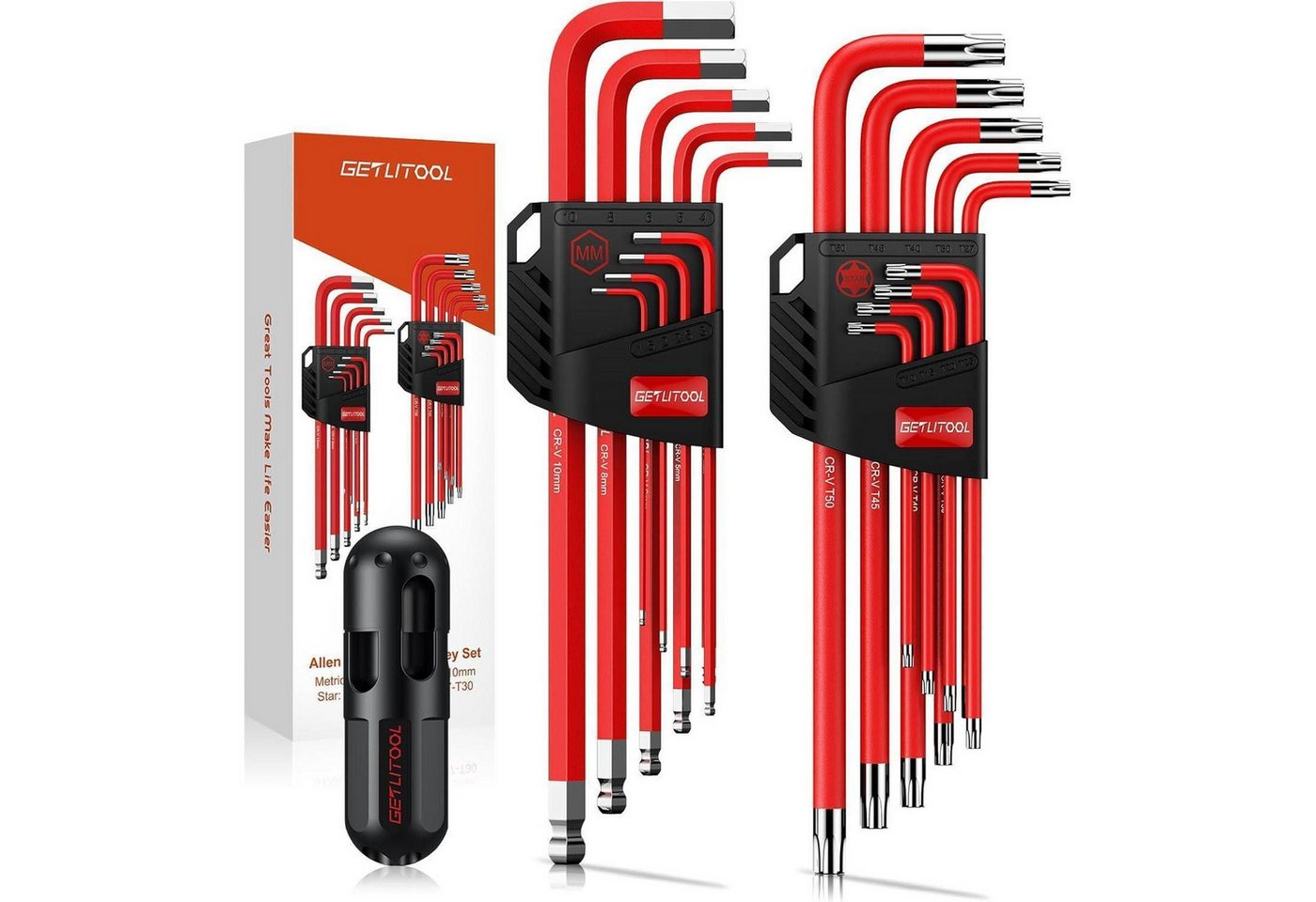 LuxusKollektion Innensechskantschlüssel Innensechskant Satz Lang 18tlg Kugelkopf 18PCS-Hex&Torx(Lang)