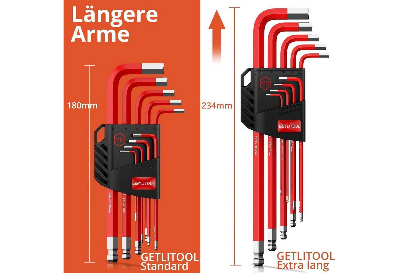LuxusKollektion Innensechskantschlüssel Innensechskant Satz Lang 18tlg Kugelkopf 18PCS-Hex&Torx(Lang) Bild 2