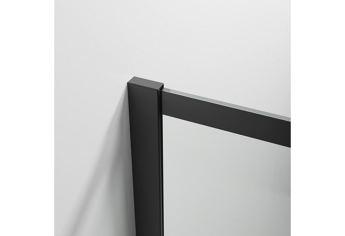 AQUALAVOS Walk-in-Dusche Duschabtrennung mit Handtuchhalter & Ablage Mattschwarz Dekor Kariert, 8mm Sicherheitsglas mit NANO Beschichtung, 100/120×200 cm links/rechts montierbar auf Duschwanne oder Boden Bild 3