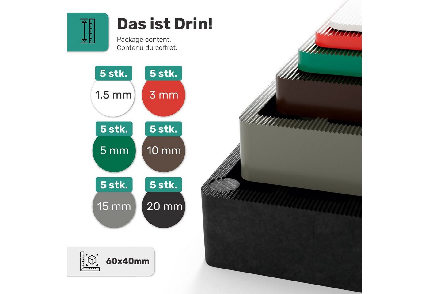 Silisto Unterlegplatte Unterlegplatten Sortiment 30 Teilig, 30-St., Made in Germany Bild 3