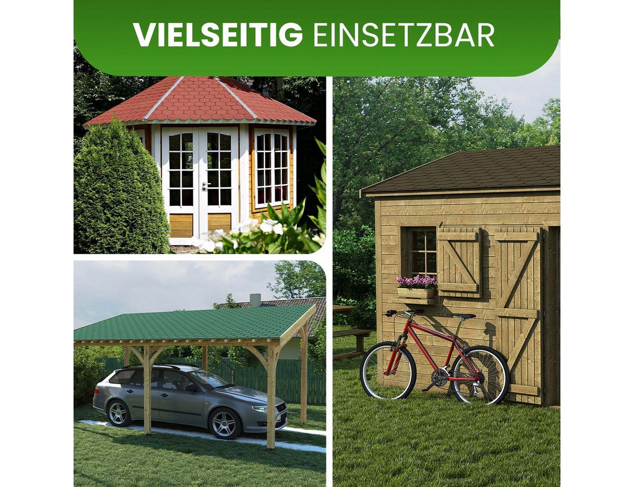 Gartenpirat Dachpappe Dachschindeln Biberschwanz 2 m² schwarz Bitumen zur Dacheindeckung Bild 4
