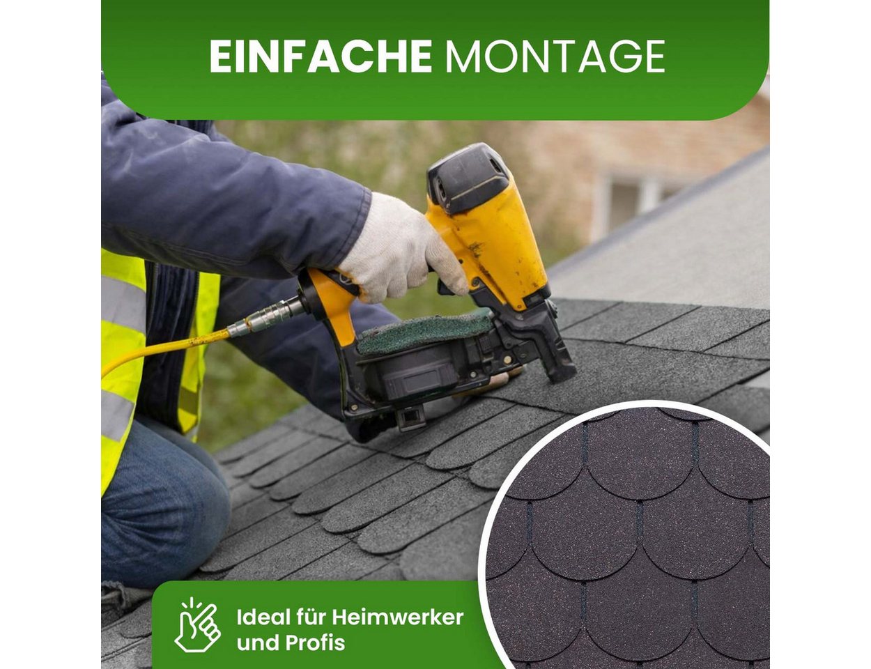 Gartenpirat Dachpappe Dachschindeln Biberschwanz 2 m² schwarz Bitumen zur Dacheindeckung Bild 5