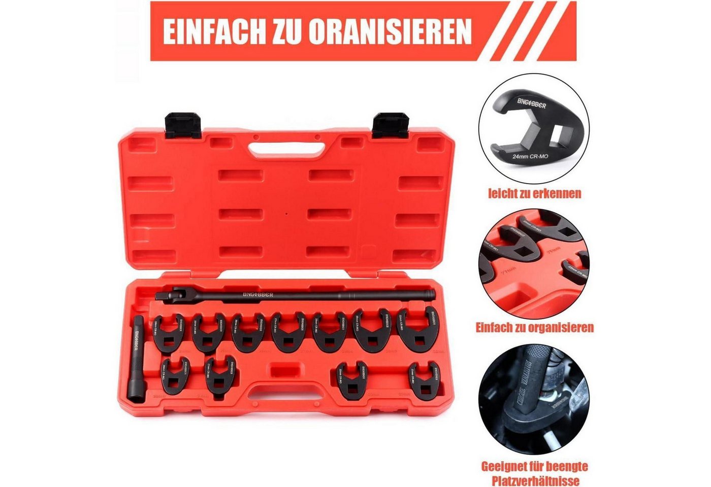 LuxusKollektion Steckschlüssel Hahnenfußschlüssel Satz 13tlg Halbzoll Vierkantantrieb 20-32mm Bild 2