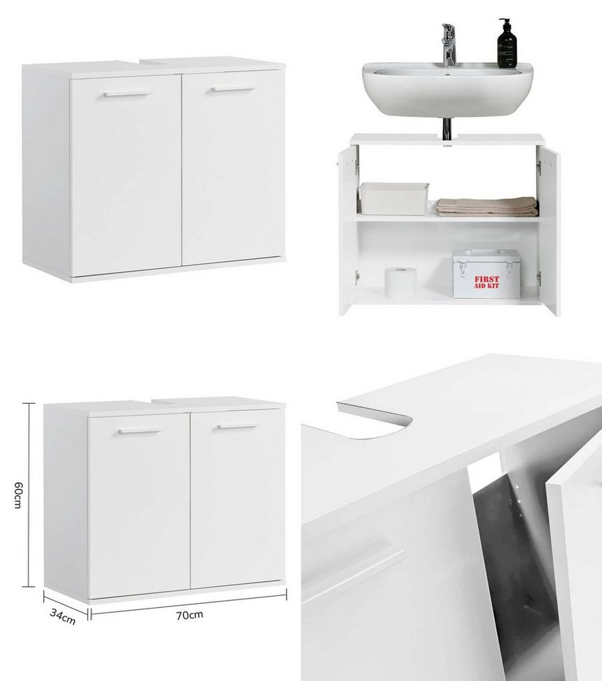 mokebo Badmöbel-Set Der Steuermann, (3-teilig), Made in Germany, Badezimmerschrank, Badschrank, Set in Weiß Bild 4