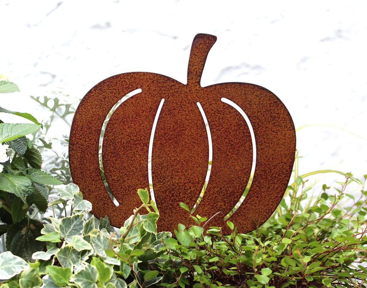 LB H&F Lilienburg Gartenstecker Herbstdeko Herbstdekoration Deko Herbst Kürbis Gartendeko (Gartenstecker Beetstecker Rost Metall Deko Garten Herbst Herbststecker)