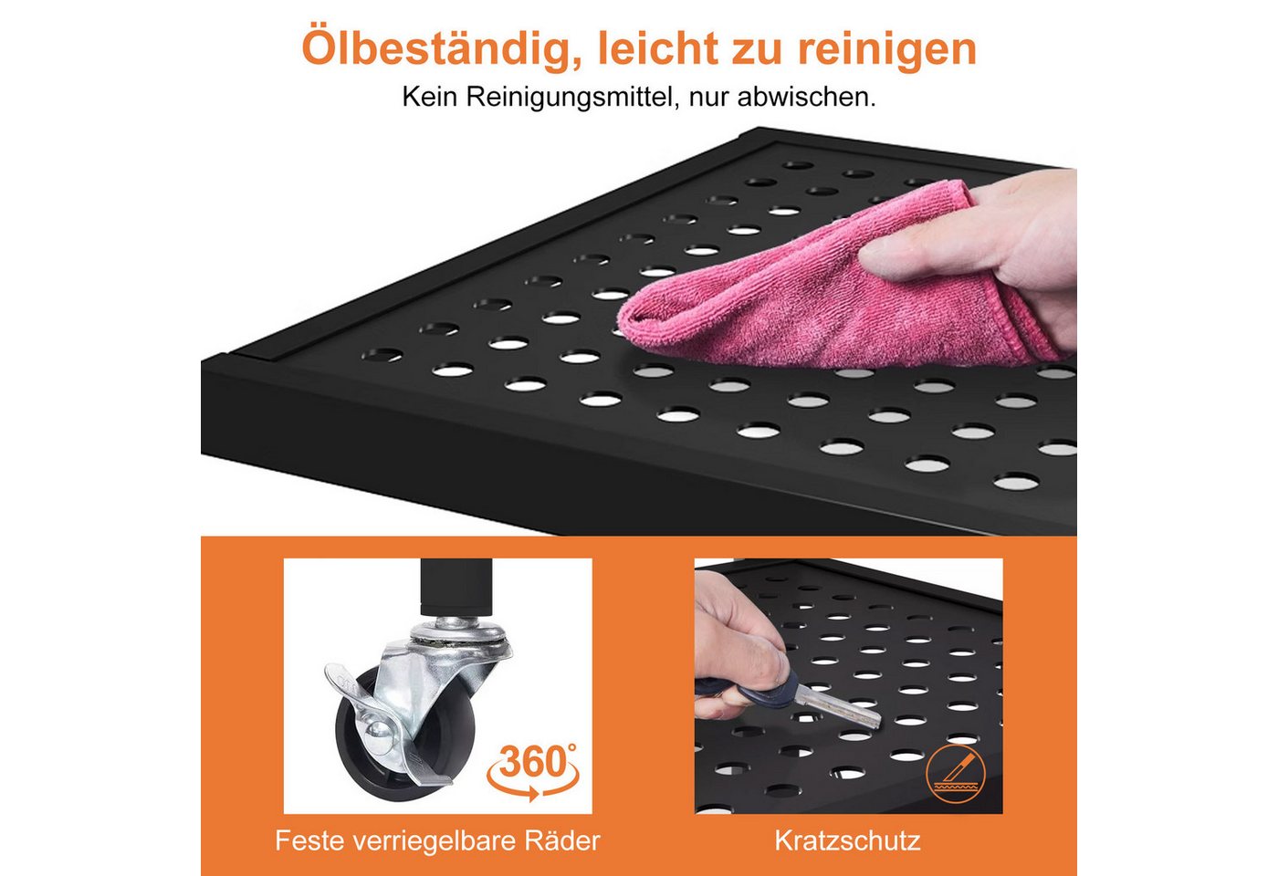 FOXSPORT Standregal mit Rollen, 1er-Packung, Komplett-Set, Traglast von 20 kg pro Ebene, mit 4/5 Ablagen, Lagerregal, Küchenregal, 72x37x163cm