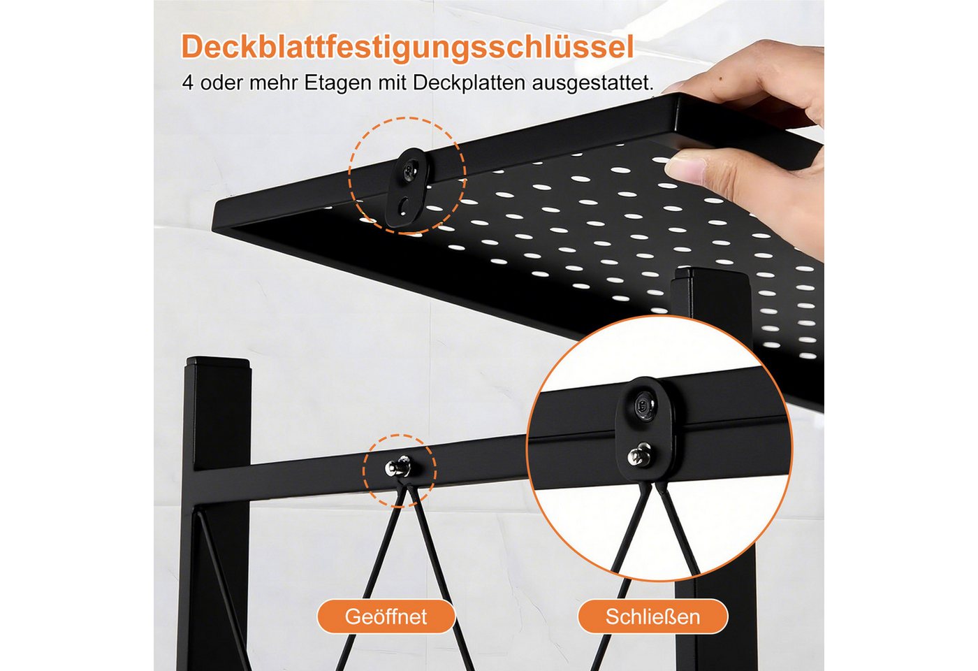 FOXSPORT Standregal mit Rollen, 1er-Packung, Komplett-Set, Traglast von 20 kg pro Ebene, mit 4/5 Ablagen, Lagerregal, Küchenregal, 72x37x163cm Bild 3