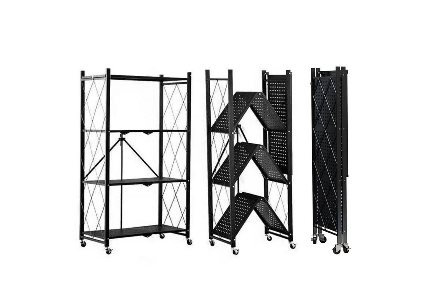 FOXSPORT Standregal mit Rollen, 1er-Packung, Komplett-Set, Traglast von 20 kg pro Ebene, mit 4/5 Ablagen, Lagerregal, Küchenregal, 72x37x163cm Bild 4