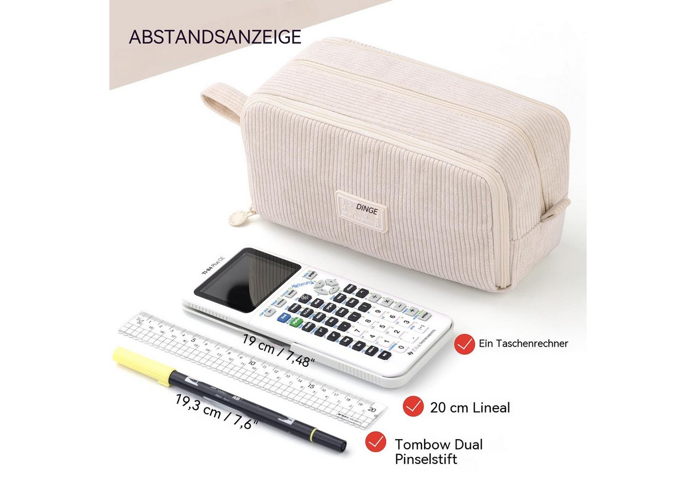 nsihing Federmäppchen Federmäppchen aus Cord-Stoff Federtaschen Mäppchen mit 3 Fächer, Schulmäppchen Große Kapazität Stiftetasche Pencil Case für Schule&Büro Bild 3
