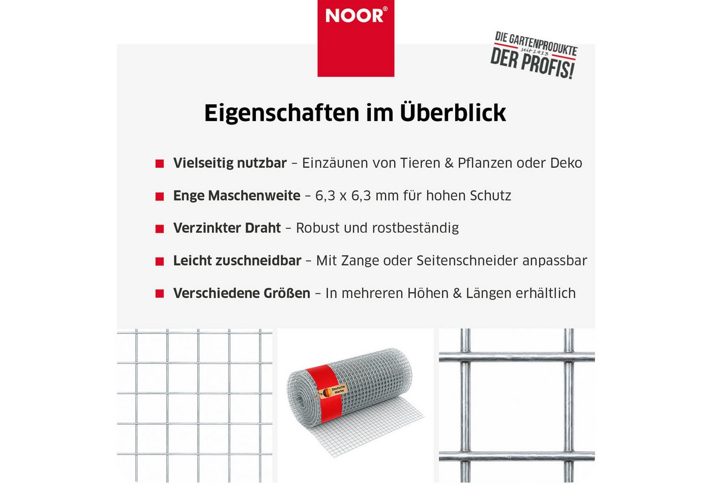 NOOR Maschendrahtzaun Drahtgitter - Pflanzenschutz in verschiedenen Größen und Maschenweiten, Robuster Drahtzaun - flexibel einsetzbar für Garten & Tierbereiche Bild 3