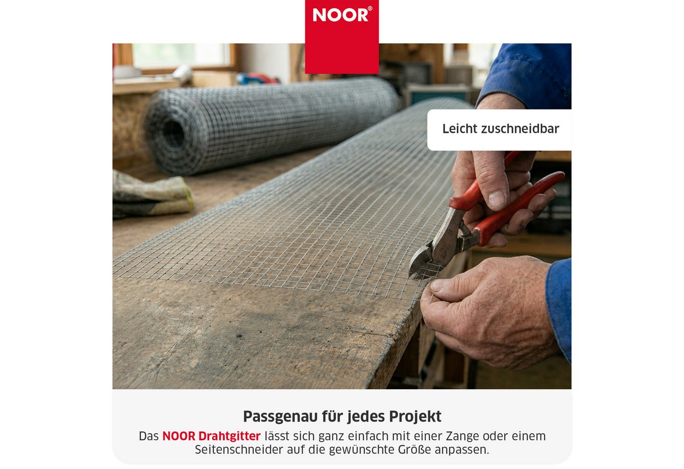 NOOR Maschendrahtzaun Drahtgitter - Pflanzenschutz in verschiedenen Größen und Maschenweiten, Robuster Drahtzaun - flexibel einsetzbar für Garten & Tierbereiche Bild 5