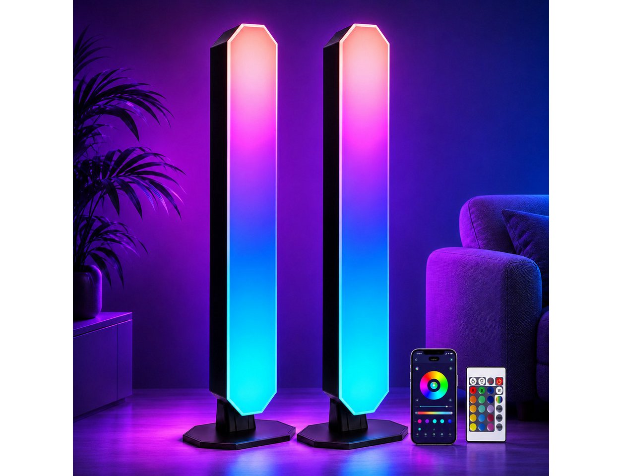 pedete LED Stripe LED RGB Lightbar mit App und Fernsteuerung, Musik Sync, Timer, Smart LED-Streifen USB Betrieben Ambient Lightbars 25cm Bild 2