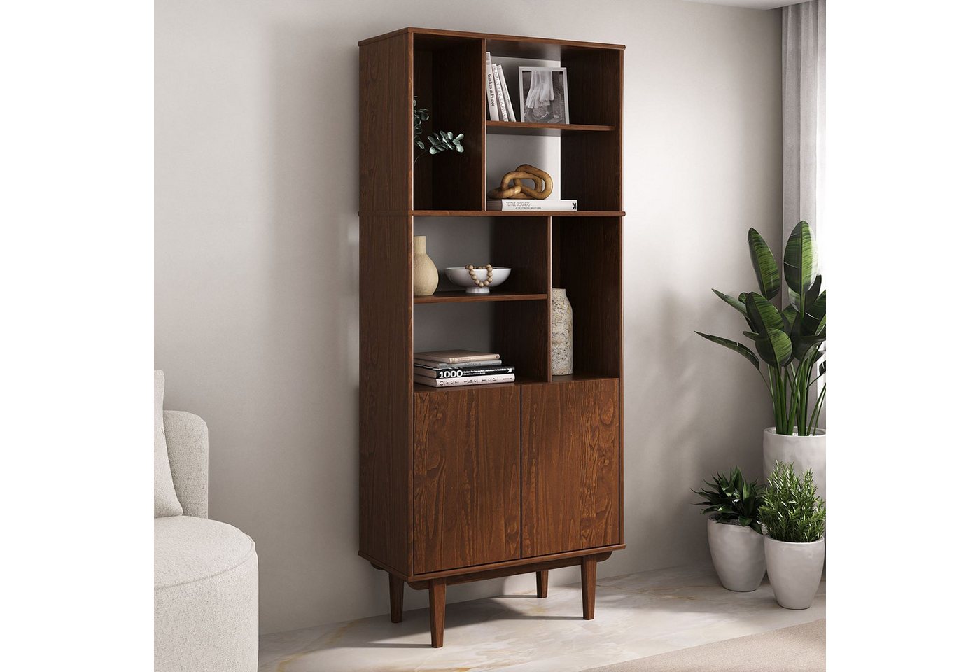 IDIMEX Regal SIMONA, Modernes Holzregal mit Türen & Fächern Design Regal kastanien farben Bild 2