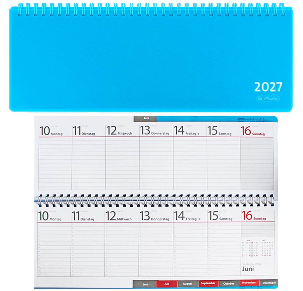 Herlitz Schreibtischkalender 2027 transluzent blau