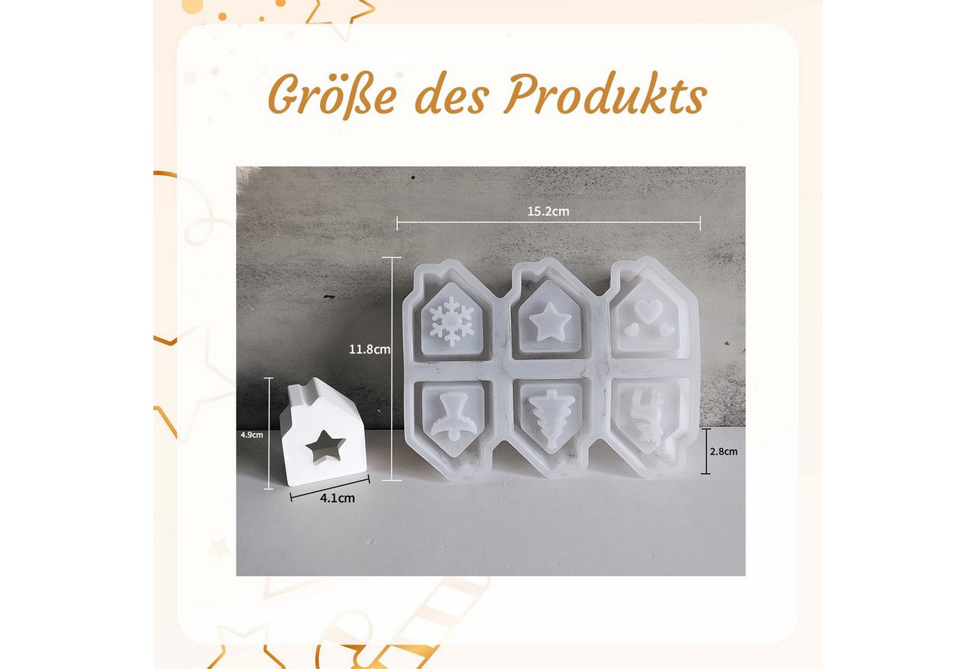 Coonoor Modellierwerkzeug Mini Haus Silikonformen, Weihnachts-Silikonformen für Gipsgießen, Mini-Haus Gussformen für Silikon – Perfekt für DIY Bastelprojekte Bild 3