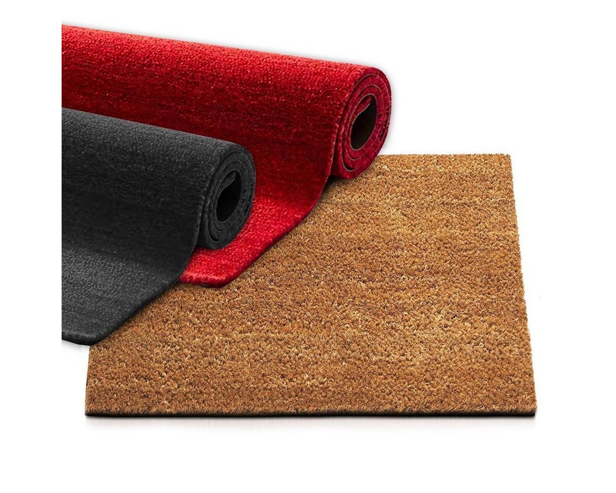Karat Fußmatte Kokosmatte Natur Zuschnitt, verschiedene Größen, Schmutzfangmatte, rechteckig, Höhe: 17 mm