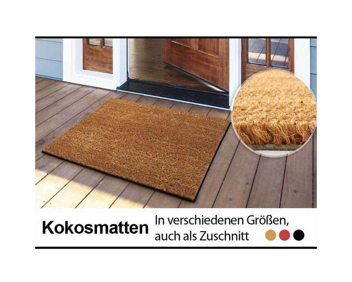 Karat Fußmatte Kokosmatte Natur Zuschnitt, verschiedene Größen, Schmutzfangmatte, rechteckig, Höhe: 17 mm Bild 2