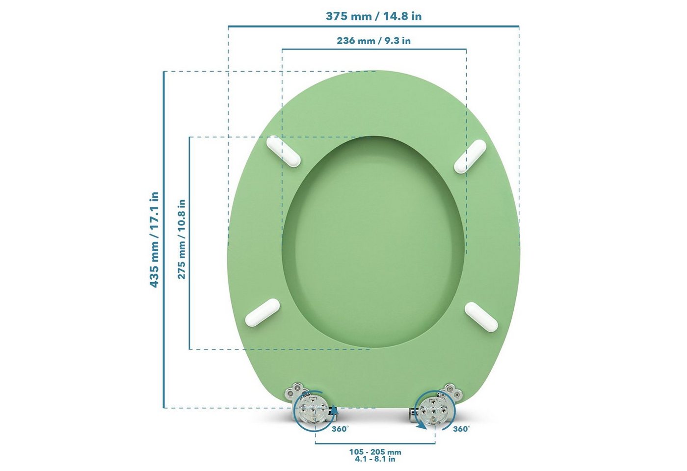 Sanfino WC-Sitz "Mint Green" Premium Toilettendeckel mit Absenkautomatik aus Holz, in einem schönem Grün, hohem Sitzkomfort, einfache Montage Bild 5