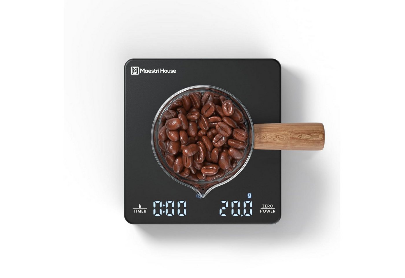 Maestri House Küchenwaage Mini Kaffeewaage, 0,1 g/2 kg, Timer für Espresso, USB-C, (1-tlg., Ultra-kompakte Mini Kaffeewaage für Espresso & Siebträger), Mini / Siebträger / Auto-Timer / USB-C / 800mAh Bild 4