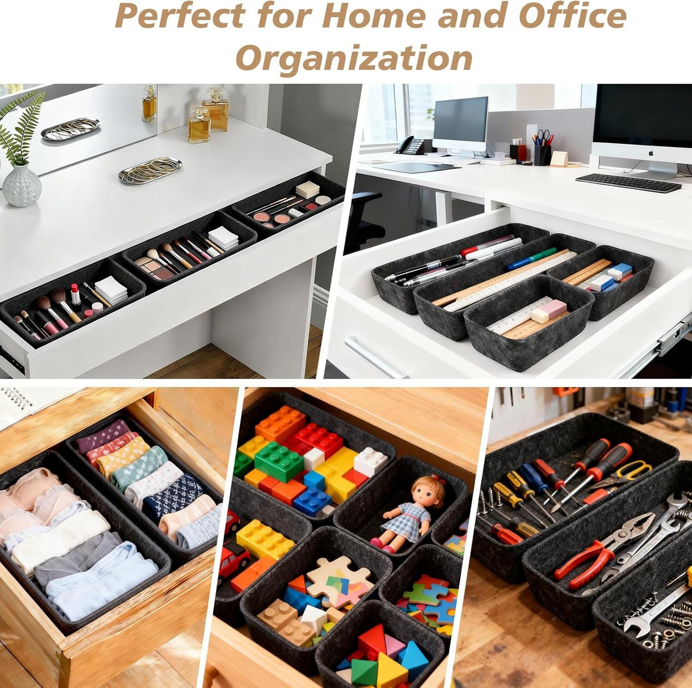 FELIXLEO Küchenorganizer-Set 8er Schubladen Organizer Set Filz 4 Größen Küche Büro Socken, (1-tlg) Bild 4