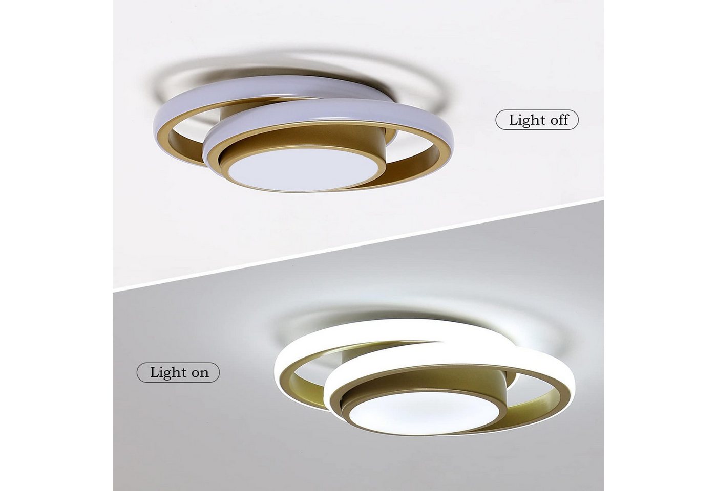 Riserva LED Deckenleuchte LED Deckenleuchte Gold 35W, 27 cm, 6500 K, Doppelring-Design