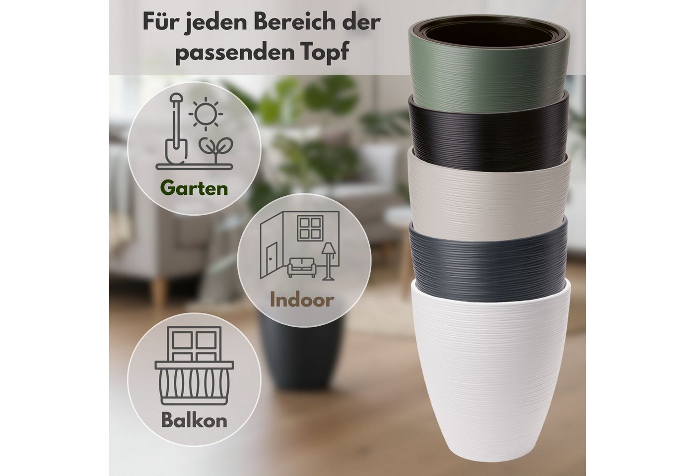 matches21 HOME & HOBBY Blumentopf Großer Outdoor Blumentopf CALMO schwarz in 29 x 32 cm (1 St), Runder innen, außen Pflanztopf als wetterfester Pflanzen-Topf Bild 3