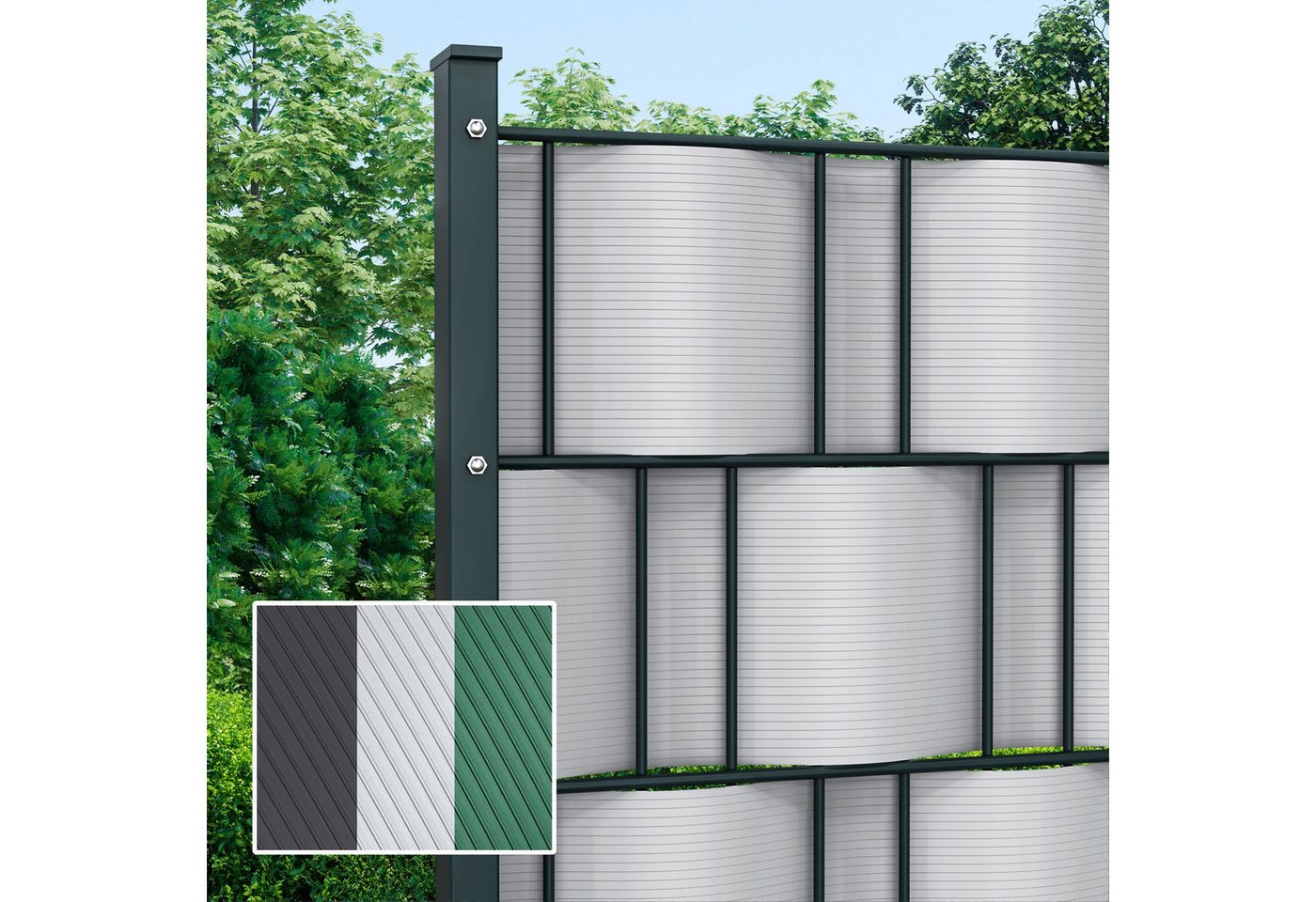 paramondo Sichtschutzstreifen PVC Sichtschutzstreifen Hart, 19 cm x 2,525 m, grau, 10 Stück, (Set, 10-St., 10 Stück), langlebig, witterungsbeständig, blickdicht, kürzbar Bild 4