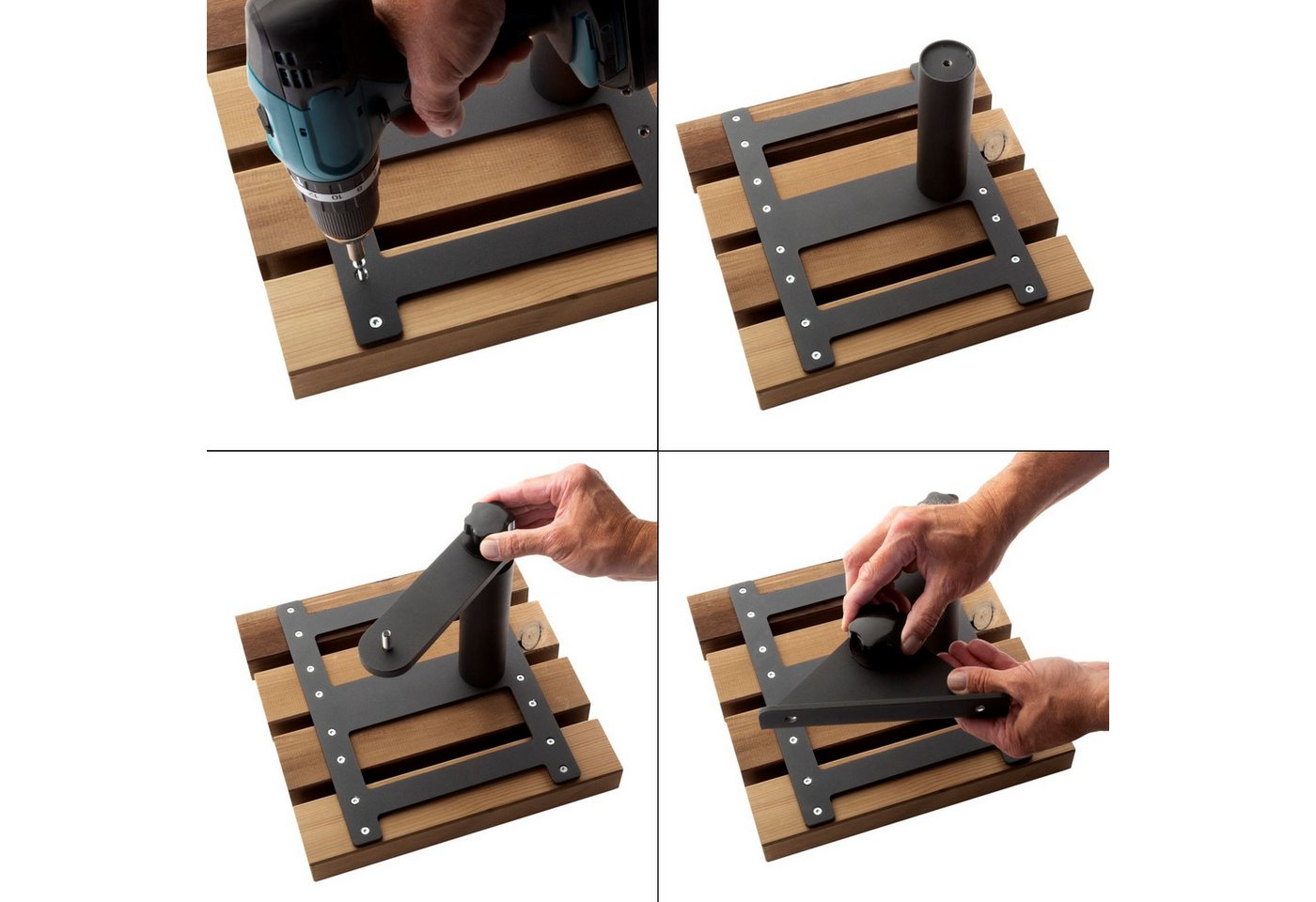 SO-TECH® Anbautisch Ablage für Gartenliege LOUNGER, komplett mit Holzlatten, 1St., Stahl verzinkt schwarz pulverbeschichtet + Thermokiefer
