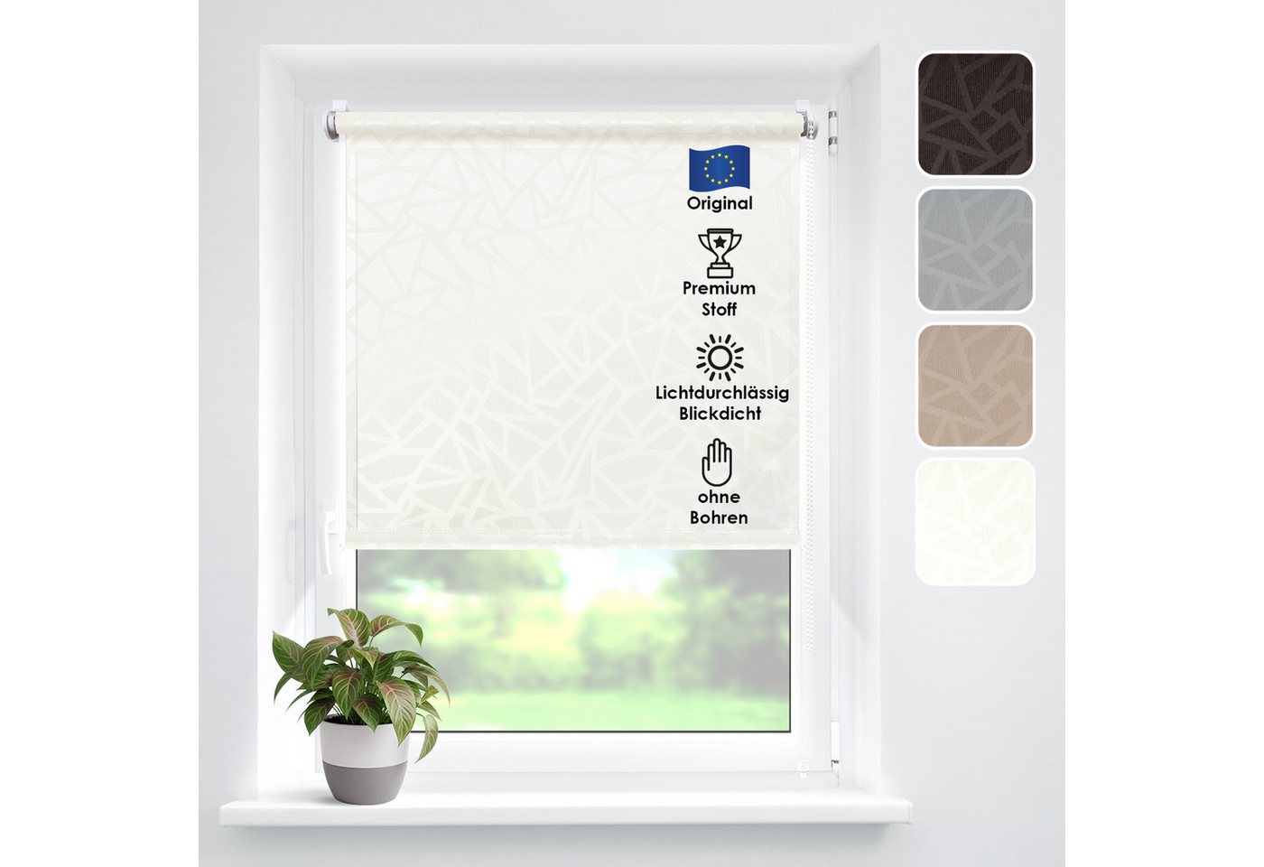 Rollo Tageslicht"Crystal", DomDeco, Klemmfix
