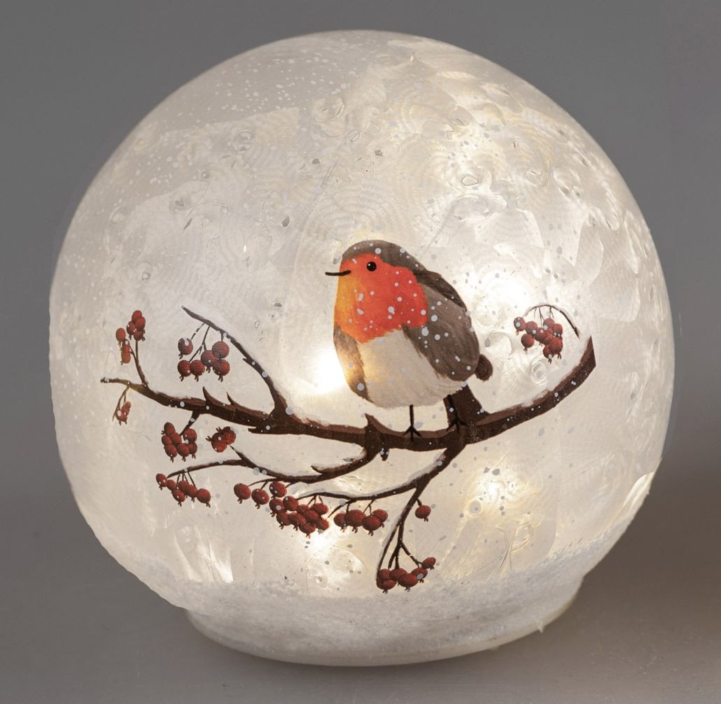 formano LED Dekolicht Kugel Wintervogel 12cm 15cm, LED fest integriert