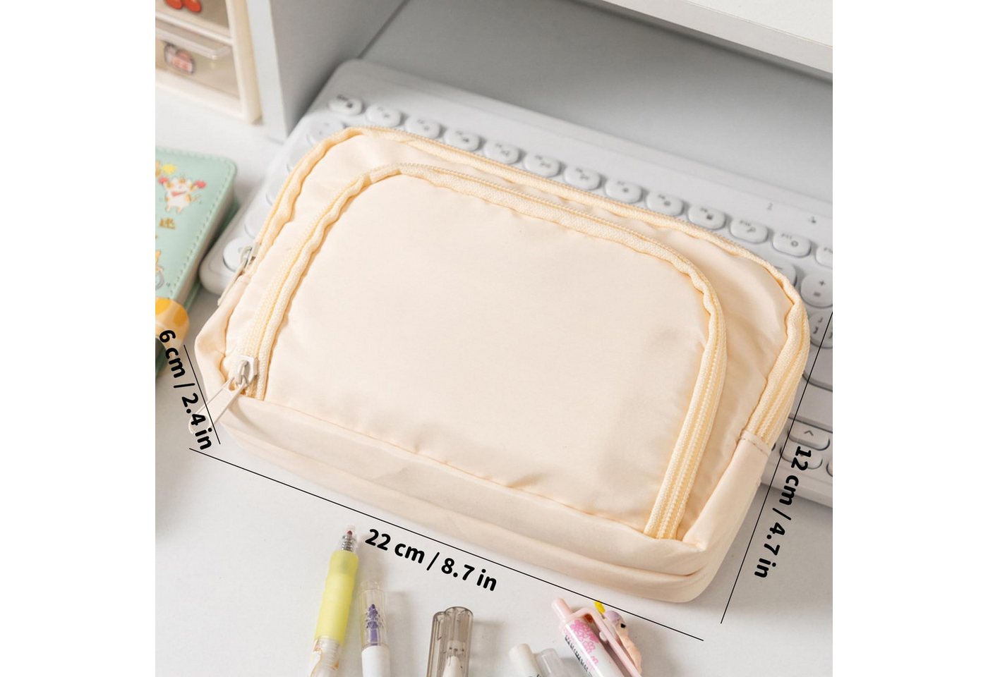 nsihing Federmäppchen Federmäppchen mit großer Kapazität, ästhetisches Mäppchen mit Fächern, Tragbare Federtasche für Schule, Uni und Büro Bild 2