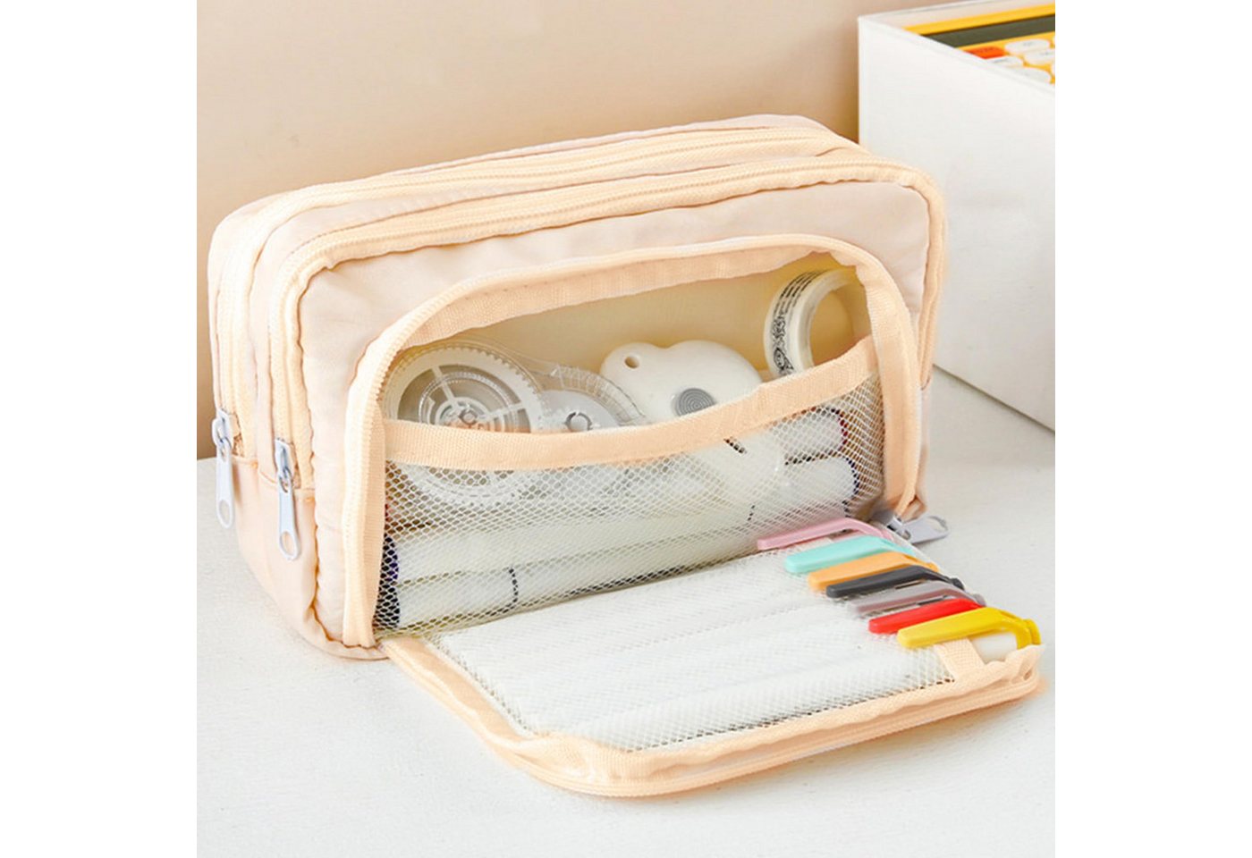 nsihing Federmäppchen Federmäppchen mit großer Kapazität, ästhetisches Mäppchen mit Fächern, Tragbare Federtasche für Schule, Uni und Büro Bild 4