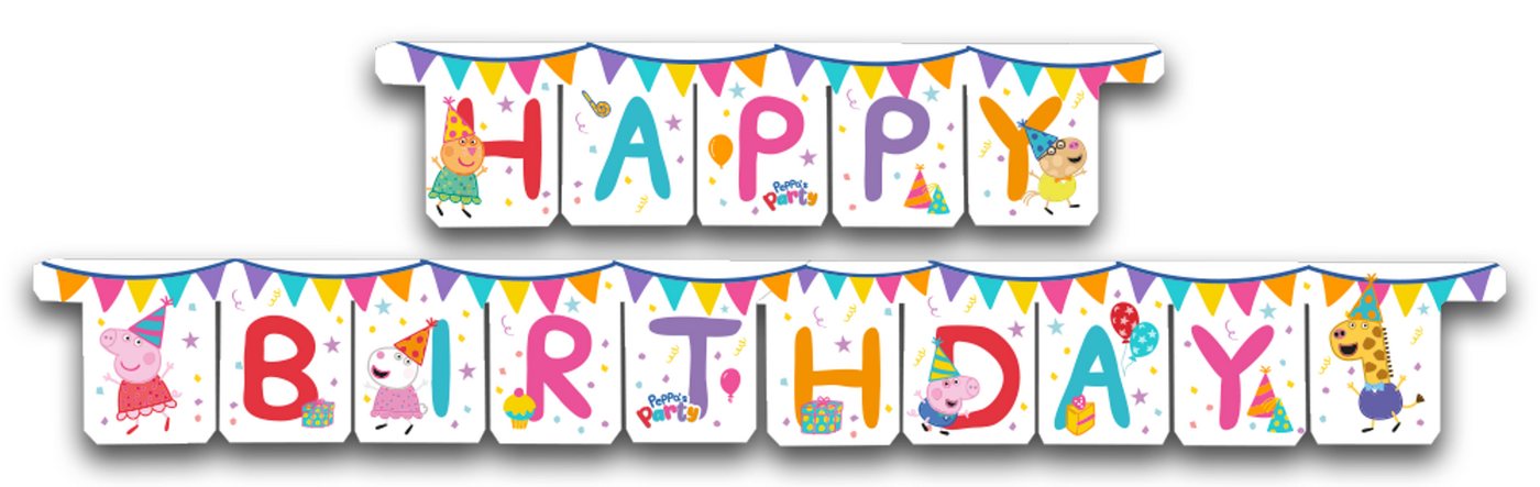 Been Smile Girlande Happy Birthday Girlande Peppa Wutz - Deko Kindergeburtstag