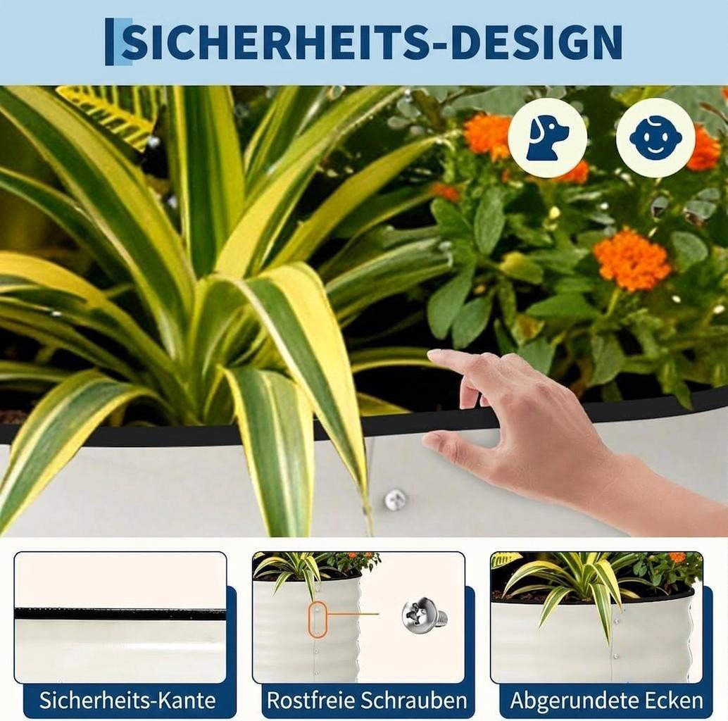 GarveeMore Hochbeet für den Außenbereich,Metall-Pflanzkasten für Blumen & Gemüse, Einfach zu montierender Rostbeständiges Pflanzkasten für den Garten