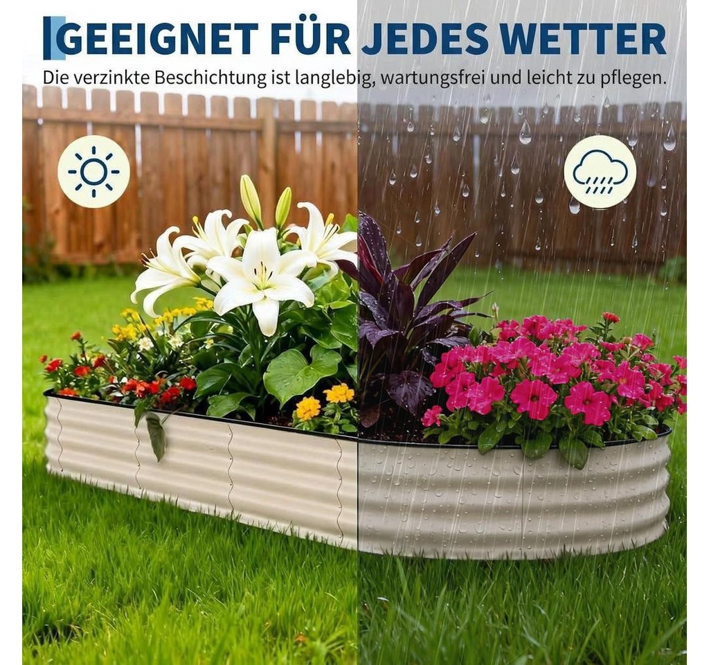GarveeMore Hochbeet für den Außenbereich,Metall-Pflanzkasten für Blumen & Gemüse, Einfach zu montierender Rostbeständiges Pflanzkasten für den Garten Bild 3