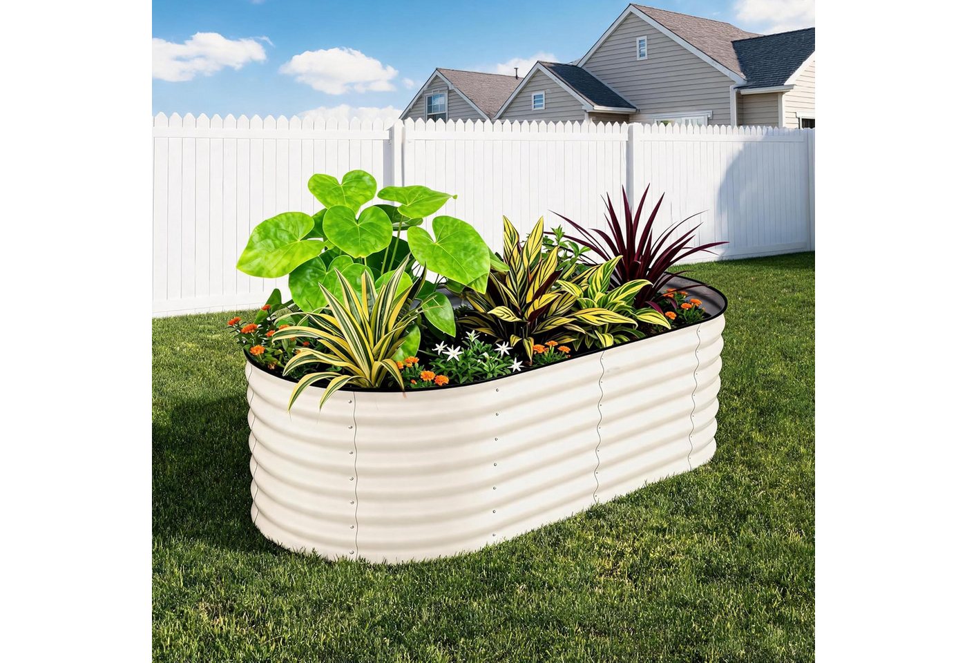 GarveeMore Hochbeet für den Außenbereich,Metall-Pflanzkasten für Blumen & Gemüse, Einfach zu montierender Rostbeständiges Pflanzkasten für den Garten Bild 4