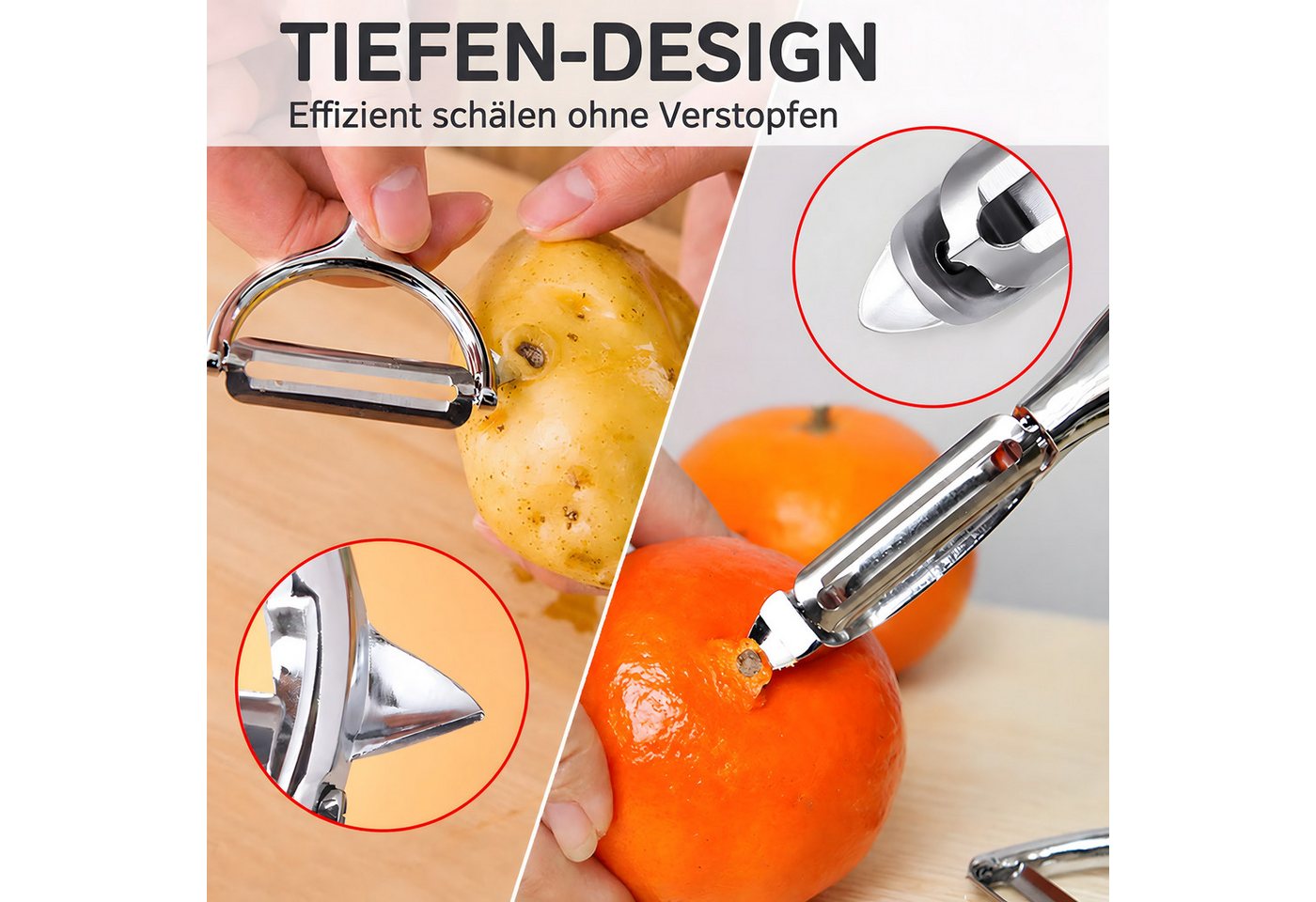 Fyrove Sparschäler Sparschäler 2er Set, Edelstahl Y- & I-Form für Obst & Gemüse, (Sparschäler 2er Set Edelstahl Y‑ & I‑Form Gemüseschäler für Obst Gemüse Kartoffeln) Bild 3