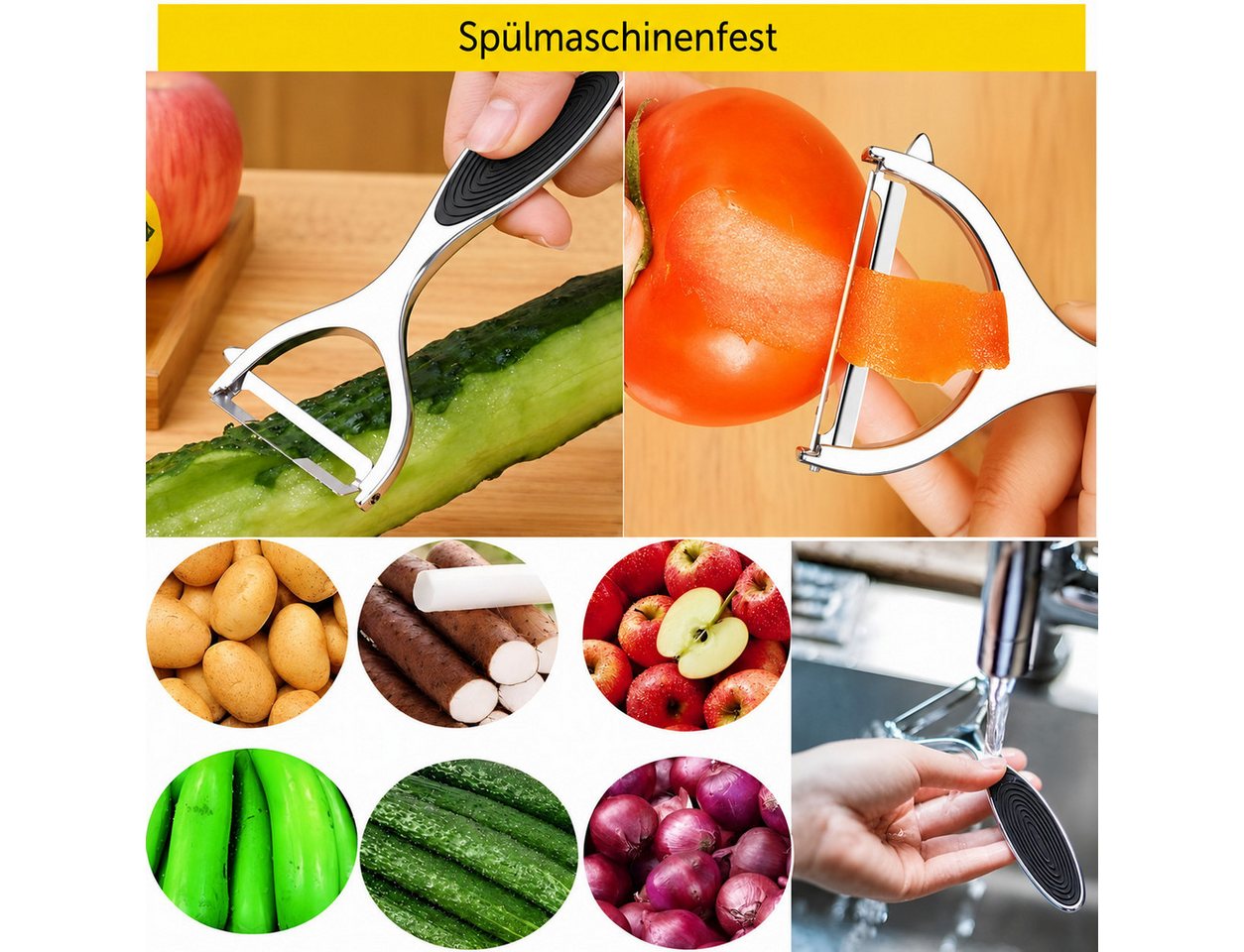 Fyrove Sparschäler Sparschäler 2er Set, Edelstahl Y- & I-Form für Obst & Gemüse, (Sparschäler 2er Set Edelstahl Y‑ & I‑Form Gemüseschäler für Obst Gemüse Kartoffeln) Bild 4